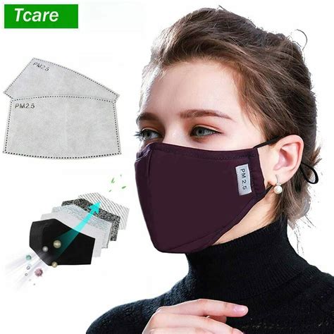 Cotton Pm Black Mouth Mask Anti Dust Mask Activated Carbon Filter Windproof Tcare Mouth