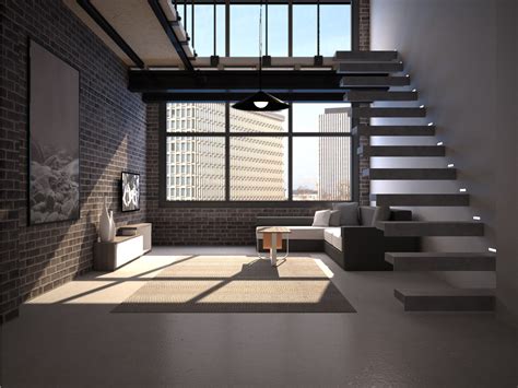 Realistic Interior Loft Apartment 3d Model Turbosquid 1654608