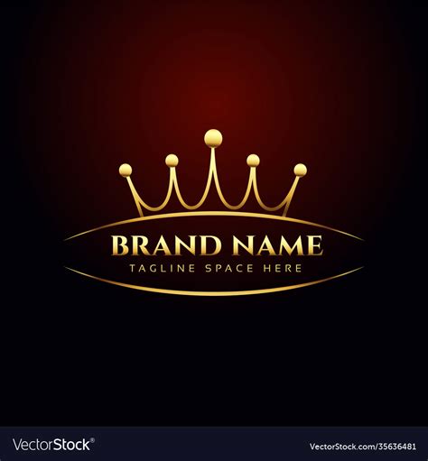 Luxury Brand Logo Concept With Golden Crown Vector Image