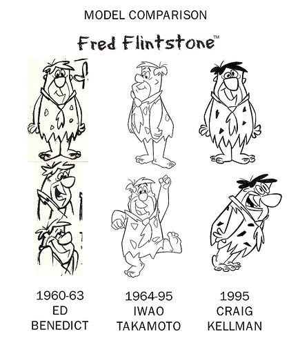 Fred Flintstone Model Comparisons Character Design Inspiration