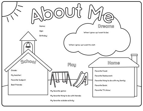 Free, printable coloring book pages, connect the dot pages and color by numbers pages for kids. All About Me coloring pages to download and print for free