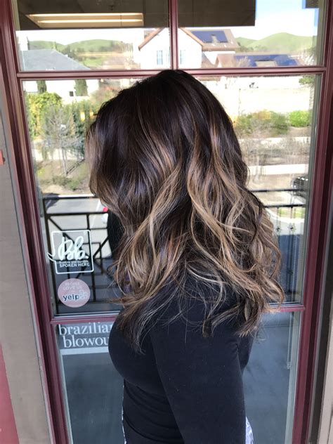 Ombre is a graduated hair colour look that fades from dark at the roots to lighter at the tips. Balayage on tanned skin and black hair. | Hair color for ...