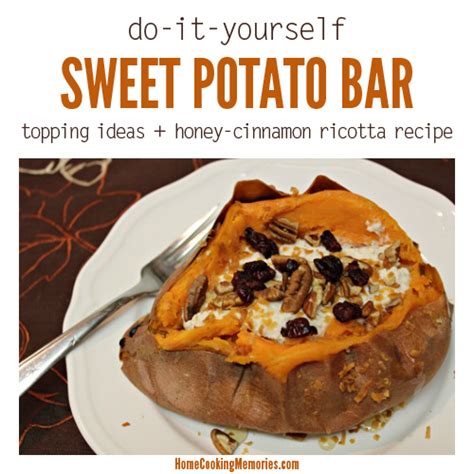 The skin whole (think potato boats) mash the potatoes with a little bit of butter and milk, then add anything you want (except sour cream or salsa) put this concoction back. DIY Baked Sweet Potato Bar for #SundaySupper - Home ...