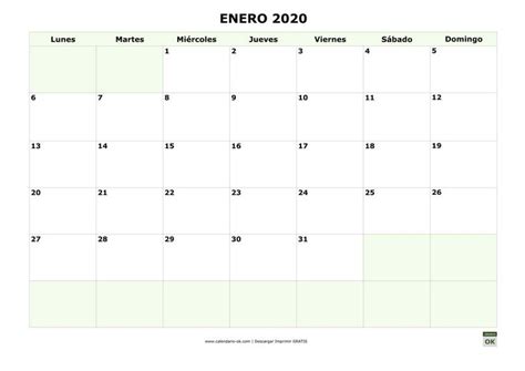 Plantilla Enero 2020 Para Imprimir Calendário Agenda Escolar Flores