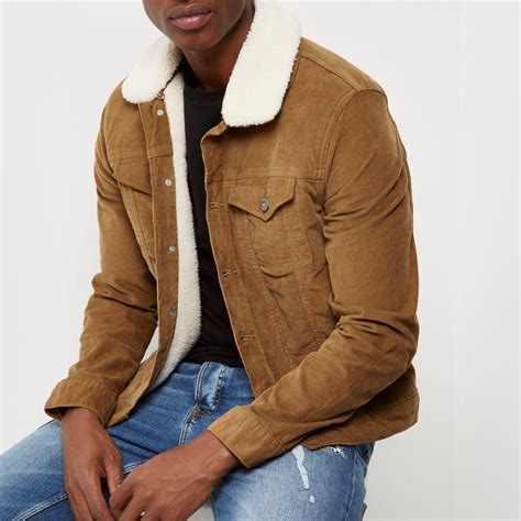 Lyst River Island Brown Borg Lined Corduroy Jacket In Brown For Men
