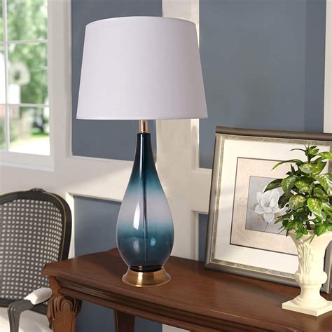 Modern Glass 28 Inch Table Lamps For Living Room Set Of 2