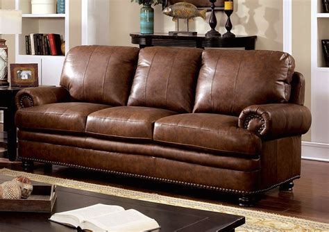 3.5 out of 5 stars, based on 33 reviews 33 ratings current price $708.99 $ 708. Arther Traditional Brown Sofa In Top Grain Leather Nailhead Trim