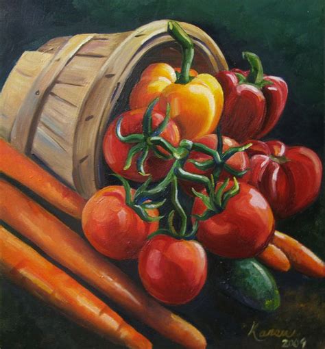Basket Of Vegetables Vegetable Painting Wall Canvas Painting Fruit