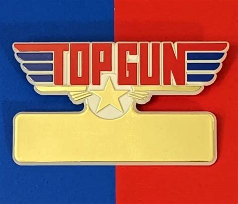Rare Vintage Top Gun Name Tag Button Movie Promo Badge Wings