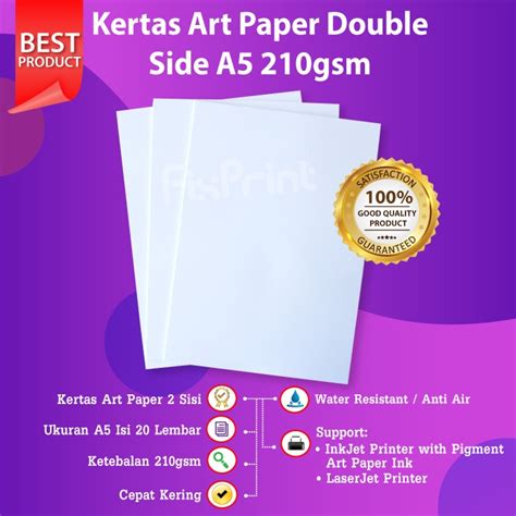 Jual Kertas Art Paper A Gsm Isi Lembar Photo Paper Gram Sheet Indonesia Shopee