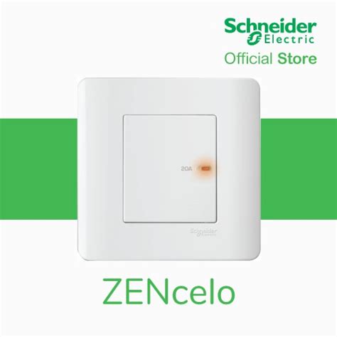 Schneider Electric Zencelo 20a 1 Gang Full Flat Double Pole Switch With