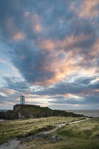 Landscape Image Of Twr Mawr Lighthouse On Ynys Llanddwyn Island In