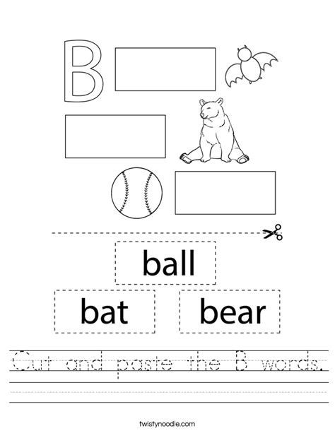 Letter B Worksheet Cut And Paste