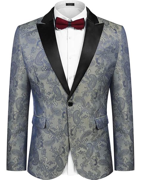 COOFANDY Men S Floral Tuxedo Paisley Suit Jacket Dress Dinner Party