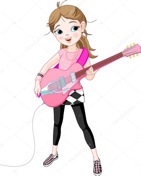 Rock Star Girl Playing Guitar — Stock Vector © Dazdraperma