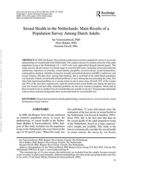 pdf sexual health in the netherlands main results of a population survey among dutch adults