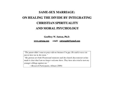 Pdf Same Sex Marriage On Healing The Divide By Integrating Christian