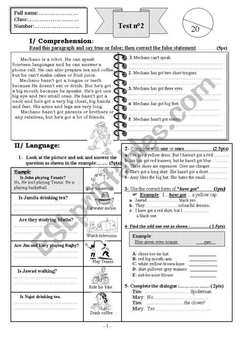 Test Review Esl Worksheet By Abab8