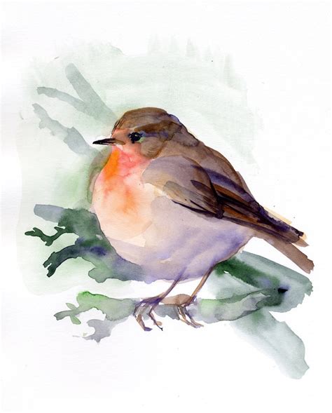 Red Robin Print Robin Painting Bird Giclee Print Watercolor Etsy