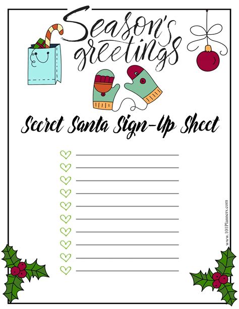 Free Printable Secret Santa Sign Up Sheet Printable Templates