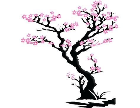 Japanese background with hand drawn wave vector. Japanese Cherry Blossom Tree Drawing | Free download on ...
