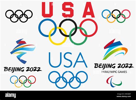 Saint Petersburg Russia February 4 2022 Set Of Logos Olympic Games