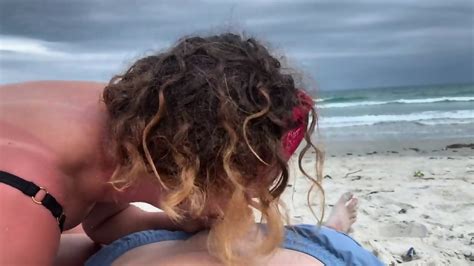 Deep Blowjob On The Beach Girl In Bikini Sucking Cock Cum Mouth