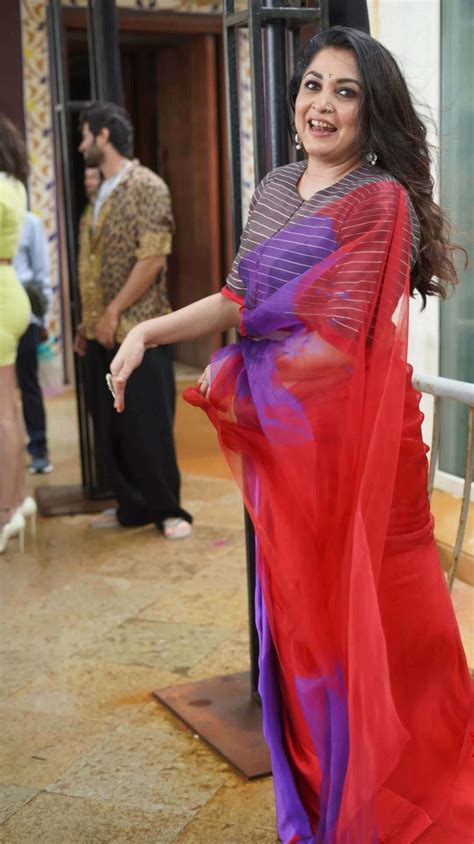Ramya Krishnan In Dual Shaded Saree For ” Liger” Promotions Fashionworldhub