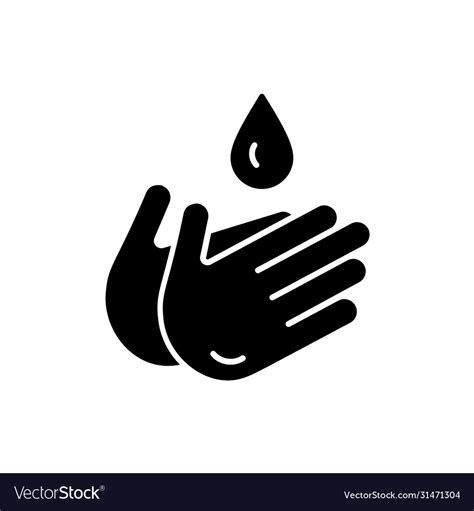 Hand And Water Drop Black Icon Outline Royalty Free Vector