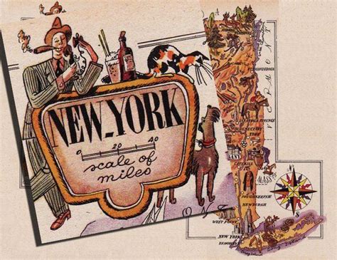 Map Of New York From 1946 By French Artist Jacques Liozu Etsy Map