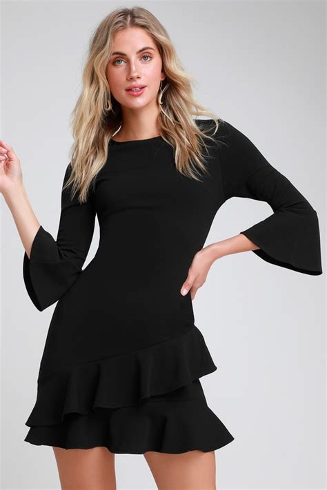 Sexy Black Dress Ruffle Dress Black Bodycon Dress Ldb Lulus