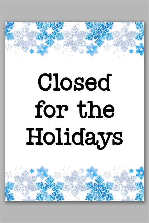 Free Printable Closed For Christmas Sign Template Set