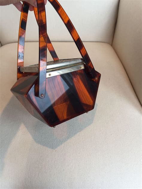 Vintage Art Deco Lucite And Metal Unusual Shaped Tyrolean Purse From