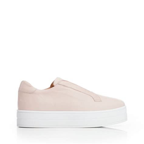 Bbath Nude Leather Trainers From Moda In Pelle Uk