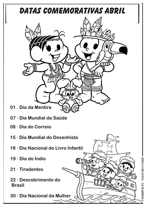 Datas De Abril Com A Turma Da Mônica Ideia Criativa Ideia Criativa