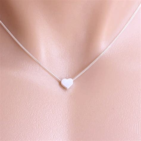 Heart Necklace Sterling Silver Heart Necklace Small Tiny Etsy