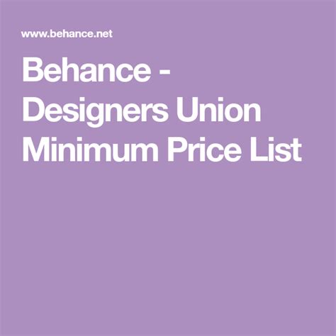 Behance Designers Union Minimum Price List Design Competitions