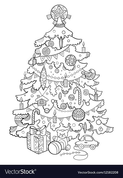 Christmas Tree Cartoon Coloring Pages Kids Christmas Tree Drawing At