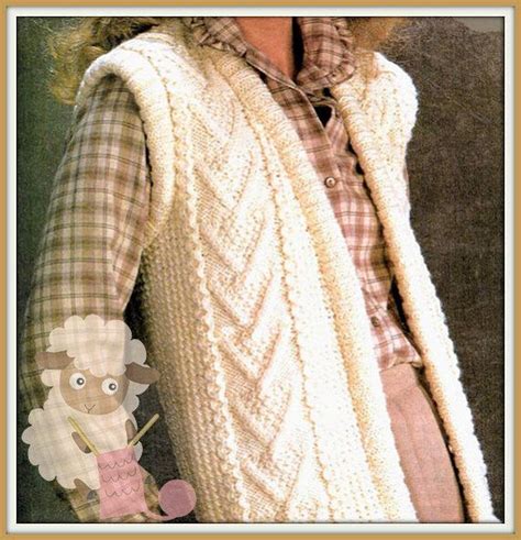 pdf knitting pattern cabled aran waistcoat gilet 32 42 etsy uk pdf knitting pattern ladies