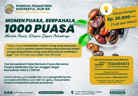 Laporan Donasi Ifthor Ramadhan 1442h Madinatul Quran Jonggol