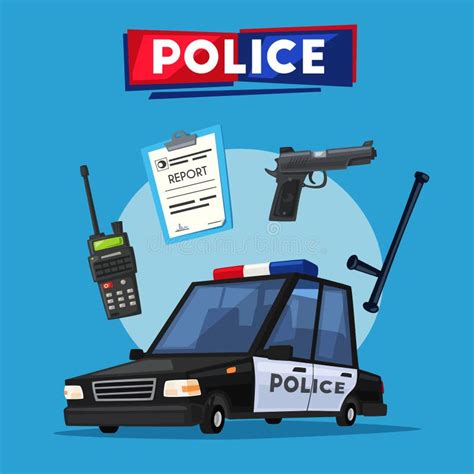 Police Car Cartoon Vector Illustration Stock Vector Illustration Of