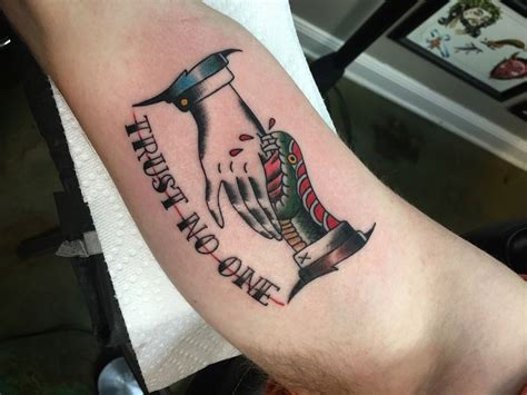 Faith trust tattoos on sleeve. Latest Trust no one Tattoos | Find Trust no one Tattoos