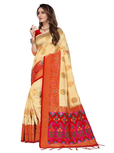 Beige Woven Pure Kanjivaram Silk Saree With Blouse Manvaa 3074969
