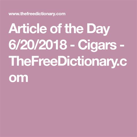 Article Of The Day 6202018 Cigars