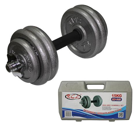 rcl dumbbell 15kg x 1 with plastic case db615 dumbell for sport gym fitness exercise weight