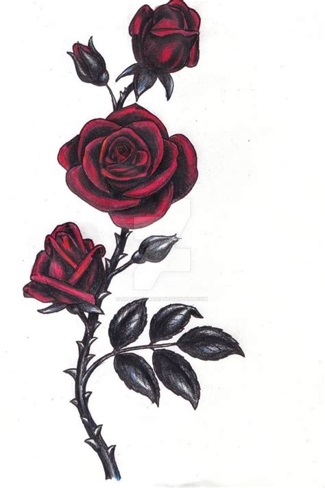 Gothic Rose By Dragonwings13 On Deviantart In 2020 Rose Vine Tattoos