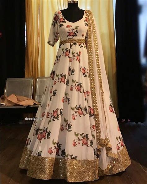 This georgette fabric has embroidery work all over the outfit. Partywear Floral Anarkali Gown - Buy Party Wear Long ...