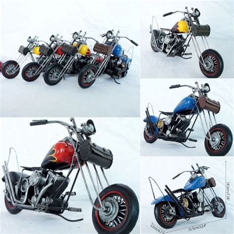 Vintage Motocross Motorcycle Miniature Model Retro Metal Ornament