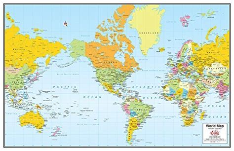 Colorful Political Mercator Projection World Ledger Map Papernon