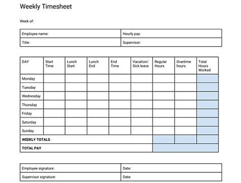 Work Schedule Timesheet Template Tutoreorg Master Of Documents